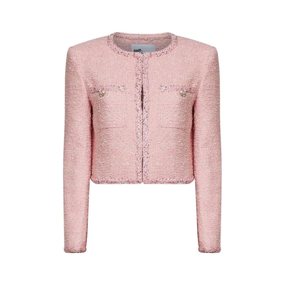 Self Portrait Women Pink Bouclé Jacket With Braided Trimmings - Picture 1 of 3